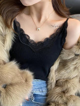 Lace Tank Top Women Cropped Cute Camis Sexy White Tank Tops Female Korean Sleeveless Black Vest Summer 2026 Coquette Y2k Clothes