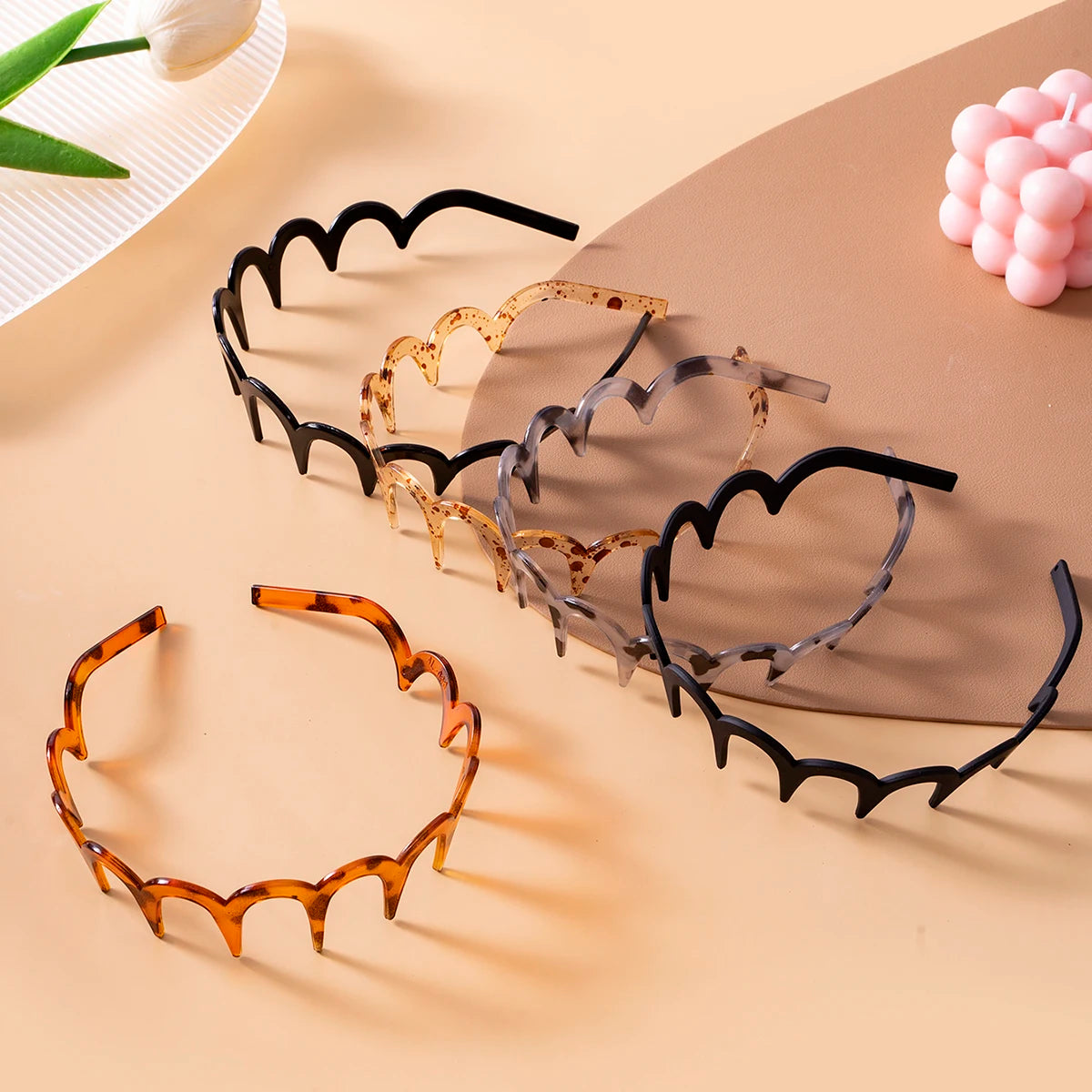 Korean Women Hair Comb Non-Slip Headband Plastic U Shape Hair Hoops Fixed Teeth Fluffy Top Hair Bands Headwear Hair Accessories