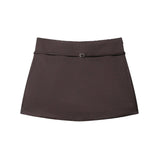 Women's Solid Color Skort with Belt Side Zipper Casual Shorts Skirts Fashionable And Stylish Women's Clothing