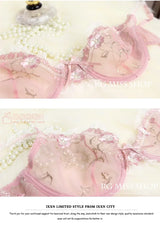 MOYISU New Arrival Luxury Pure Desire Lace Tulle Sexy Panties Lingerie Set Lilacs Embroidery Girl Boobs Big Size Big Boobs Small
