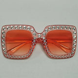 Diamond Oversized Sunglasses Big Square Frame Sunglasses UV400 Crystal Eyewear Retro Rhinestone Frames Eyeglasses