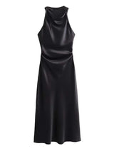 Satin Long Dresses for Women 2026 Summer Slip Midi Dress Woman Sexy Evening Party Dress Sleeveless Female Elegant Dresses