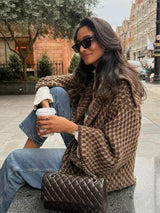 2026 New Autumn Brown Long Sleeve Knitted Cardigans Women Elegant Lapel Single Breasted Loose Sweater Coat Knitwear Korean Style