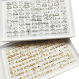 30pc/Lot Gold Color Finger Rings For Girls New Love Snake Animal Butterfly Cutout Star Pearl Thin Joint Ring Party Jewelry Women