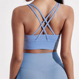 Solid Color Women Cross back Fitness sport Bra High strength Tight Top Comprehensive Training Gym Yoga Underwear With Chest Pad