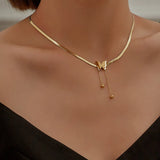 Vintage Butterfly Necklace Women Golden Stainless Steel Blade Snake Chains Aesthetic Charms Choker Women jewelry Gift To Mujer