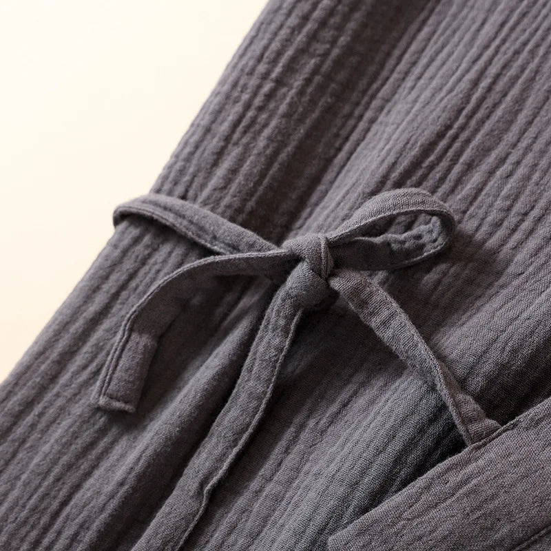Kimono Robes for Men's and Women's Sleepwear Cotton Yarn Bathrobe Tied Cardigan Thin Home Clothes Couple's Robes