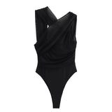 MUJER 2025 Woman Body Leopard Print Mesh Sleeveless Bodysuit Women Summer Tulle Off Shoulder Tight Bodysuit Lingerie Sexy Body