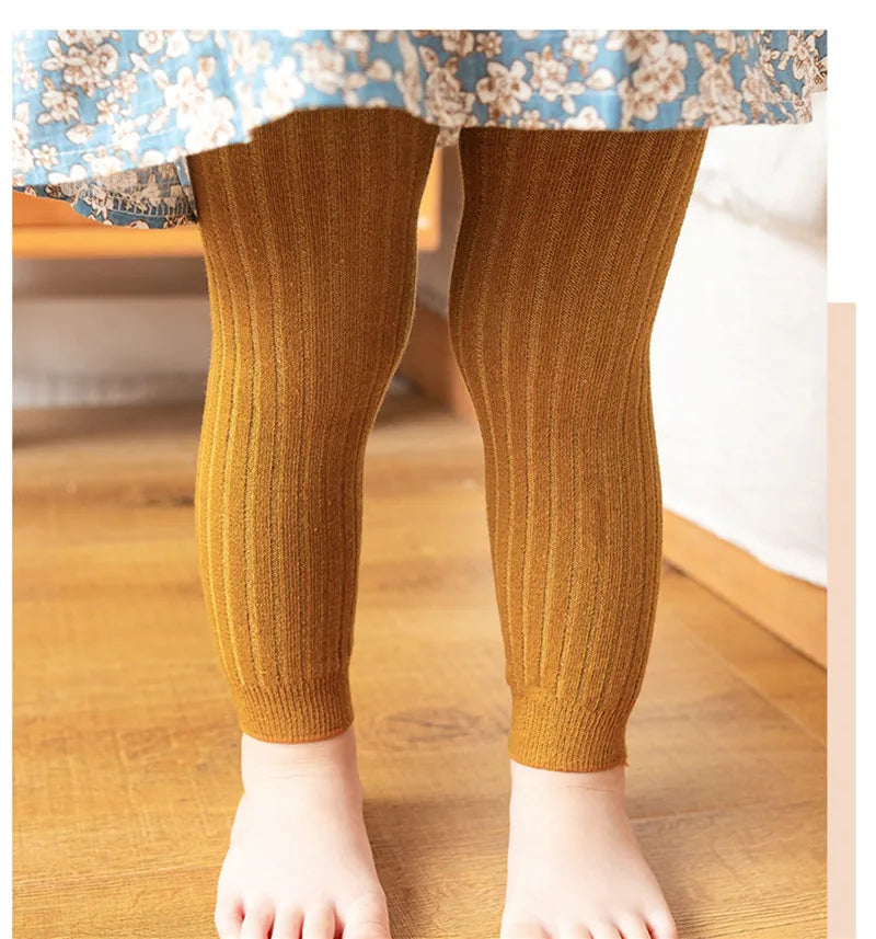 Autumn Baby Boys Girls Pants Newborn Kids Leggings Tights Solid Cotton Stretch Kids Children Knitting Trousers For 0-6 Years