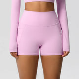 Women Sports Short With PocketedYoga Legging Shorts Squat Proof High Waist Fitness Tight Shorts Quick Drying Cycling Workout Gym