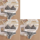 1/3/8Pcs Seamless Bra Set Low Waist Panties Leopard Bralette Sexy Lingerie Set Vneck Sport Brassiere Female Cotton Underwear Set