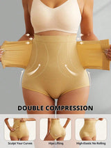2PC,Women Seamless High Waist Waist Cincher Panty Briefs Strong Compression Faja Shaperwear Tummy Control Body Shaper Belly Shaping Butt Lifting Underwear