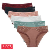 5 PCS/SET New Arrival Low Rise Ladies Sexy Lace Panty Underpants Panties For Women Lingerie Cotton Briefs