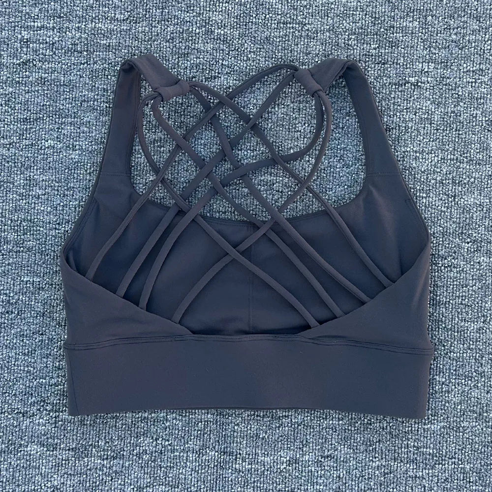 New Fitness Sports Bra for Women Push Up Cross Back Shockproof Running Gym Training Workout Yoga Underwear Crop Tops