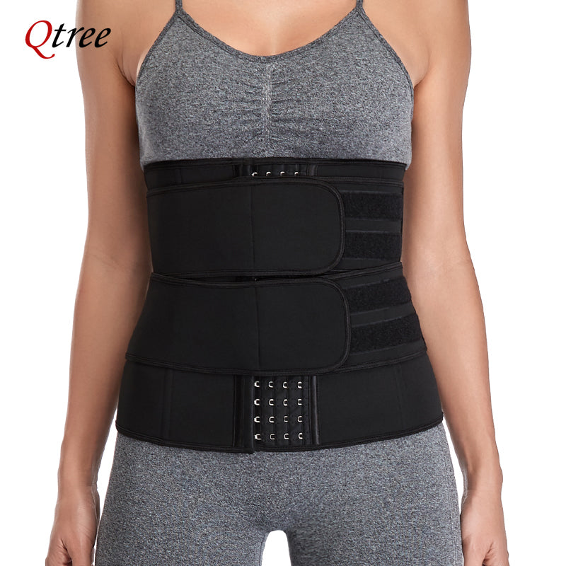 Qtree Waist Trainer Plus Size for Women Sports Girdle Corset Slimming Belly Body Shaper Sweat Trimmer Belt Slimmer Weight Loss