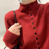 New Soft Comfortable Stand-Up Collar Sweater Cardigan Women Simple Single Breasted Cardigans Coat Autumn Solid Knitted Outerwear