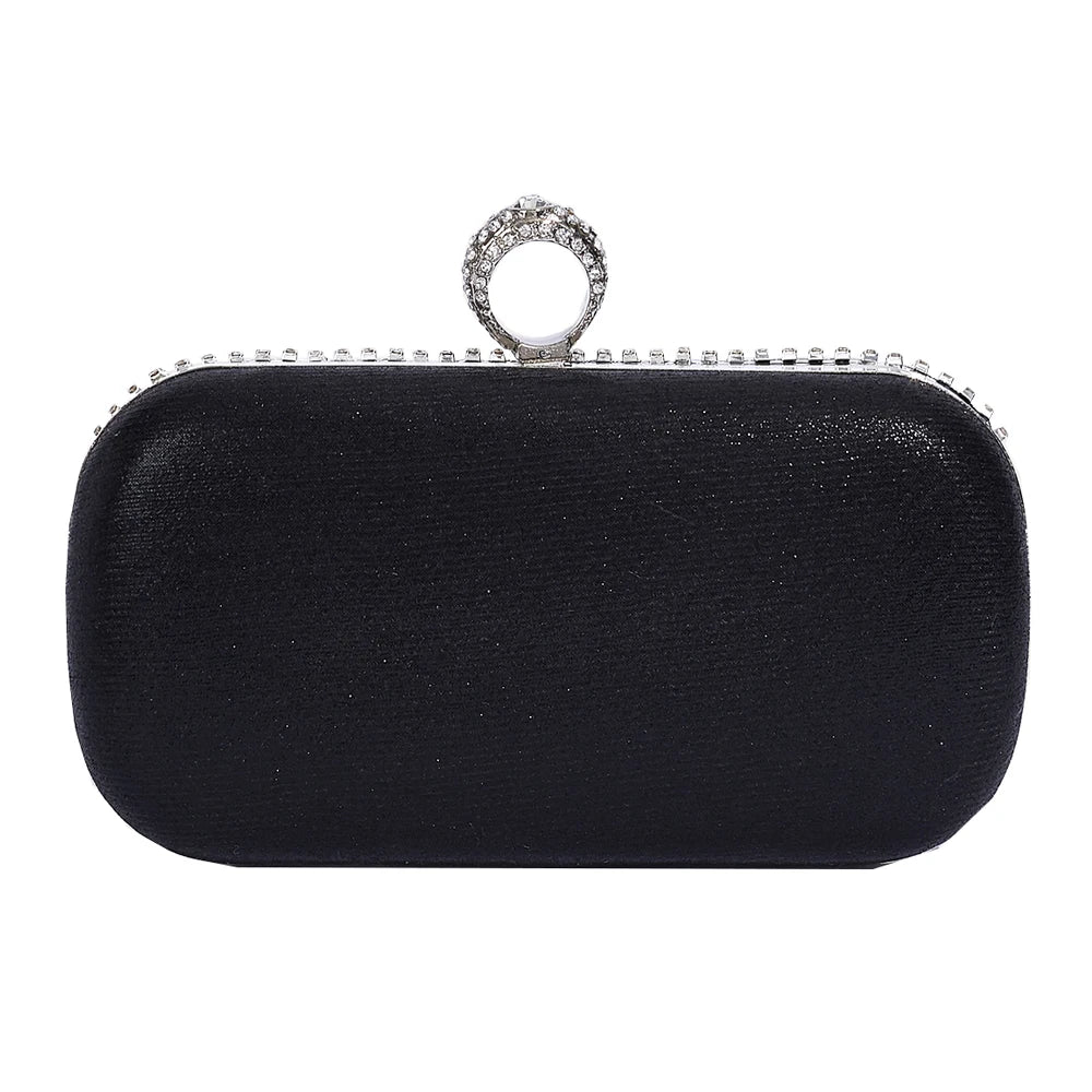 @Luxury Evening Clutch Bag Wedding Rhinestone Tassel Handbag Silver Purse Party Shoulder Bag for Women Fashion Black Bag