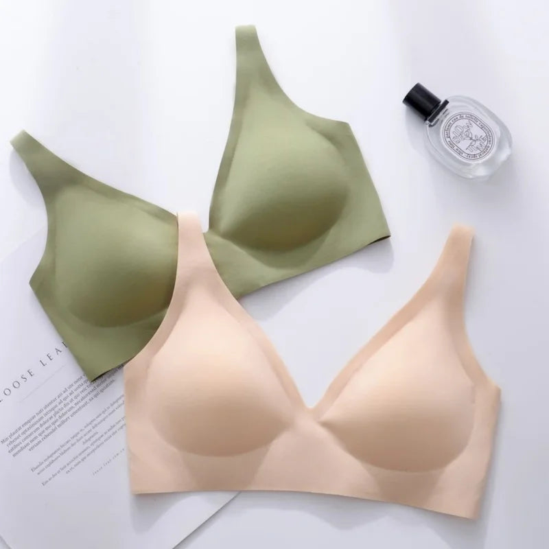 2Pcs/Set Seamless Bras For Women Wireless Underwear Push Up Bralette Soft Padded Deep V Sexy Lingerie Sleepwear Intimates S-3XL