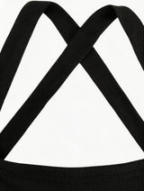 Low-Neck Vest Women Cross Shoulder Strap Solid Skinny Stretch Sexy Midnight Hottie Beach Party Sporty Basis Tops