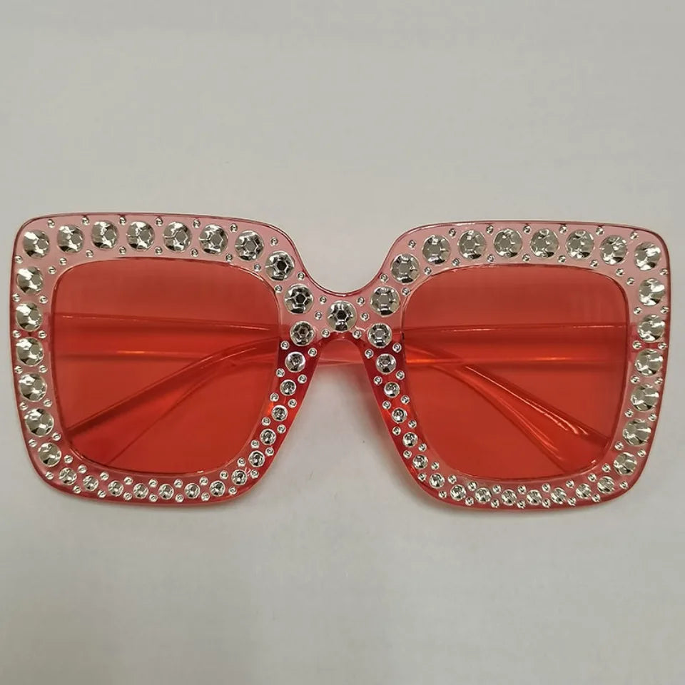 Diamond Oversized Sunglasses Big Square Frame Sunglasses UV400 Crystal Eyewear Retro Rhinestone Frames Eyeglasses