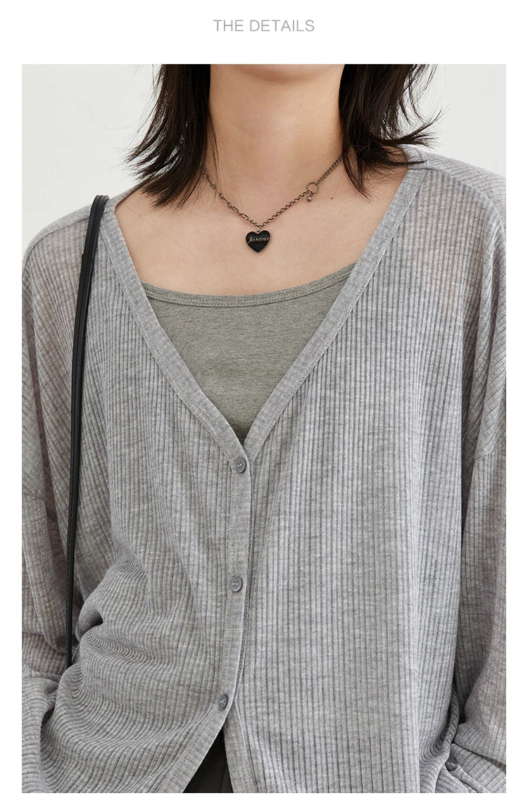 CHIC VEN Women's Cardigan New V-neck Long Sleeved Female Shirt Female Jumpers Sun Protection Woman Top Spring Summer 2026