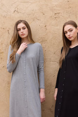 AS SS26 summer loose style button dress comfortable ribbing fabric dress o-neck lady clothes