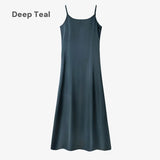 AS AW25 elegance slip satin dress + knitting cross top +mockneck woman clothing set adjustable maxi floor length