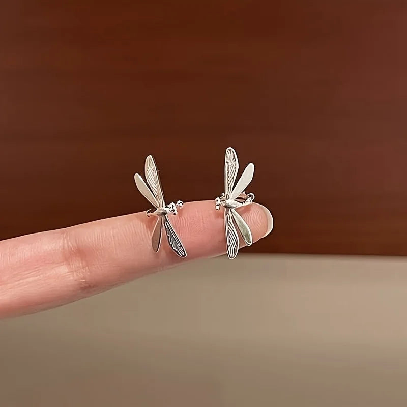 Statement Silver Color Dragonfly Clip Earrings No Piercing Ear Cuff Fairy Insect Ear Wrap Aesthetic Party Festival Accessories for Women