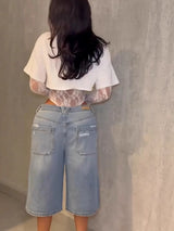 Sexy Women Crop Top+Lace Jacquard Full Sleeve Bodysuit Hottie Street Clubwear Slim Wild Matching Basic Skinny Tees
