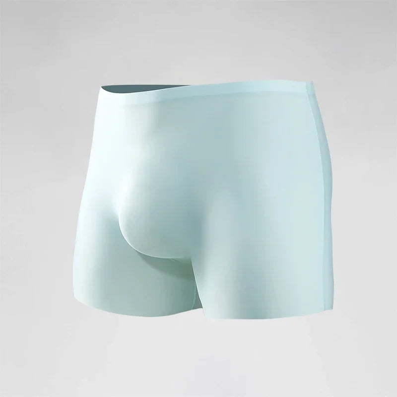 Men's 3D Molded Ice Silk Seamless Boxer Briefs, Extended Thin Sports Underwear for Summer