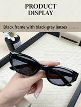 Minimalist Oval Cat-eye Glasses Women's Fashion Outdoor Folding Sunglasses Sun Shading UV Sunscreen Glasses Stylish Accessory