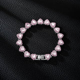 Yupsk 45CM/20CM Shiny Heart Rhinestone Hip Hop Rock Tennis Chain Bracelet Necklace for Women Men Trendy Jewelry Set Gift