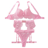 Pure desire hollow out three piece set, complex craftsmanship embroidery hollow out gathering fun set