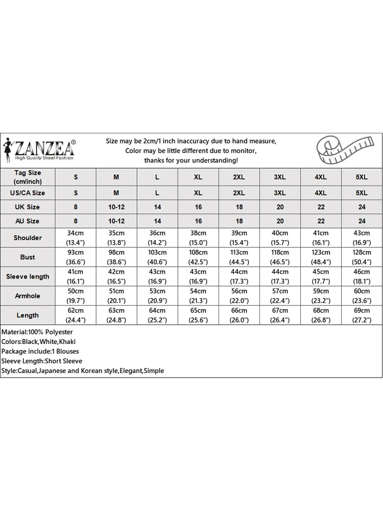 ZANZEA Women Summer Tops Short Sleeve Blouse 2025 Casual Solid Color Tunic Female Ruffled Round Neck Pleated Blusas Oversized