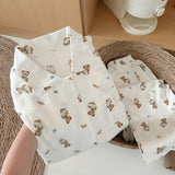 Sweet Cute Goose Print Korean Fashion Women's Pajamas Nightwear Kawaii Casual Lapel Neck Y2K Pajamas Set Autumn New Loungewear