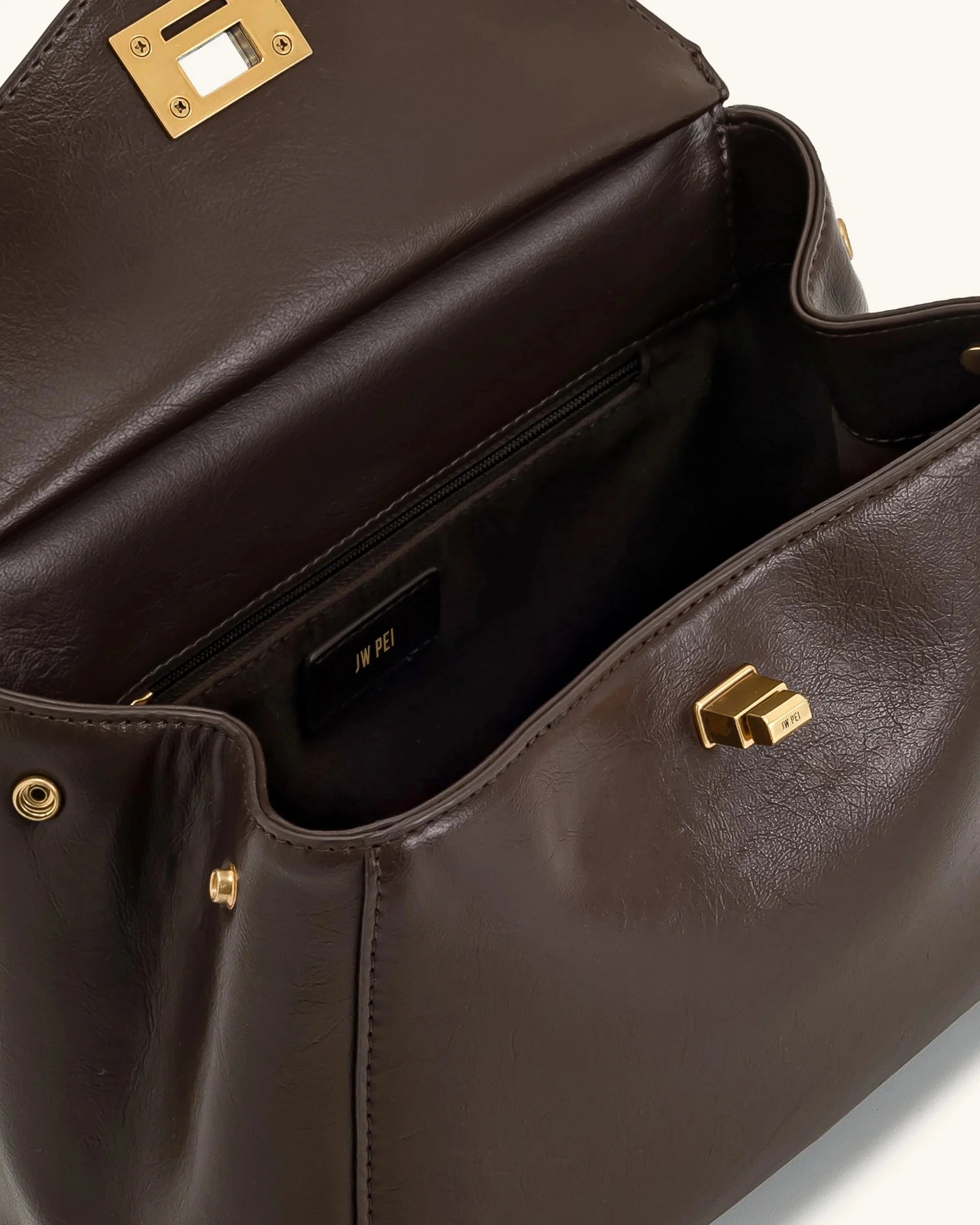 JW PEI Lucia Top-Handle Bag Luxury Designer Crossbody Shoulder Bag for Women Elegant Turn Lock Vegan Leather Messenger Purse