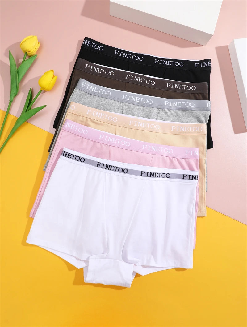 3Pcs Women's Panties Cotton Seamless Sports Boxers Underwear Female Solid Color Briefs Lingerie Intimate Underpant Finetoo S-XXL