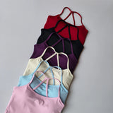 Seamless Nude Sports Bra Scrunch Push-up High Support Adjustable Thin Shoulder Strap Yoga Tank Top Women's Fitness Underwear Top