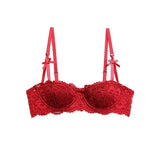 Women Bras Sexy Lace Half Cup Push Up French Style Lingerie Soft Deep V Top Breathable Back Closure Thin Bralette Ropa Mujer