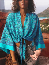 Boho Queens Red Floral Beach Kimono Short Robe Swimsuits Women Fashion Batwing Sleeves Rayon Bohemian Bikini Cover Ups Beachwear