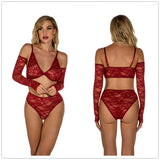 Women's Lingerie Set Sexy Lace Underwear See Through Bikini Erotic Bra for Ladies Low-waisted Thong Solid Color Erotic Lingerie
