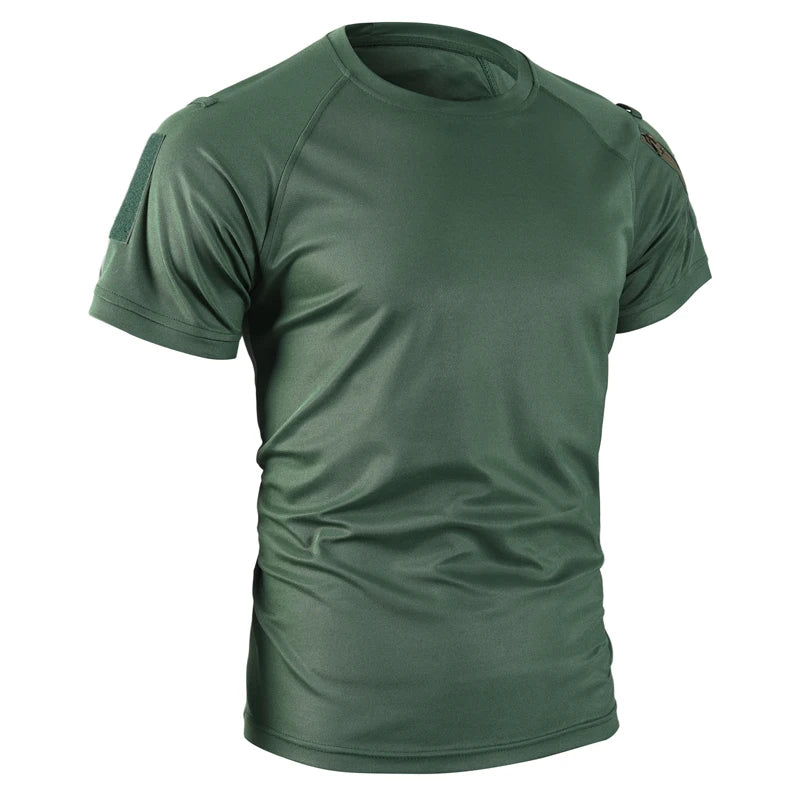 Men Summer Quick Dry Breathable Elastic Military Tactical Shirts Pullerover Hiking Camping Tops Climbing Tees Sports Gym T-shirt