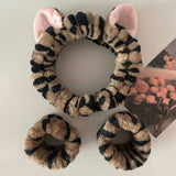 Cute Cat Ears Headband And Wristbands Plush Headband Washing Face Hairbands Suitable For Women And Men Home Casual Headwear