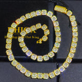 HHIOK Clustered Diamond Tennis Chain Miami Tennis Link Bracelet for Women 7MM Iced Out CZ Cuban Necklace Hip Hop Jewelry Gifts