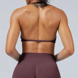 HISTELLO Impact Strappy Bra Women Seamless Gym Underwear High Support Halter Sexy Sports Clothing Push-up Yoga Workout Tank Top