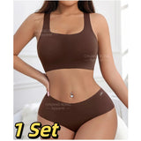 2026 Hot Sale High Quality Latest Design Us Size Stylish Solid Ice Silk Seamless Wireless Bras And Women Underwear Set
