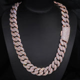 Fashion Custom 22mm Wide Rose Gold Necklace Hip-Hop Style Copper Zircon Iced Heavy Miami Jewelry Necklace For Men And Women