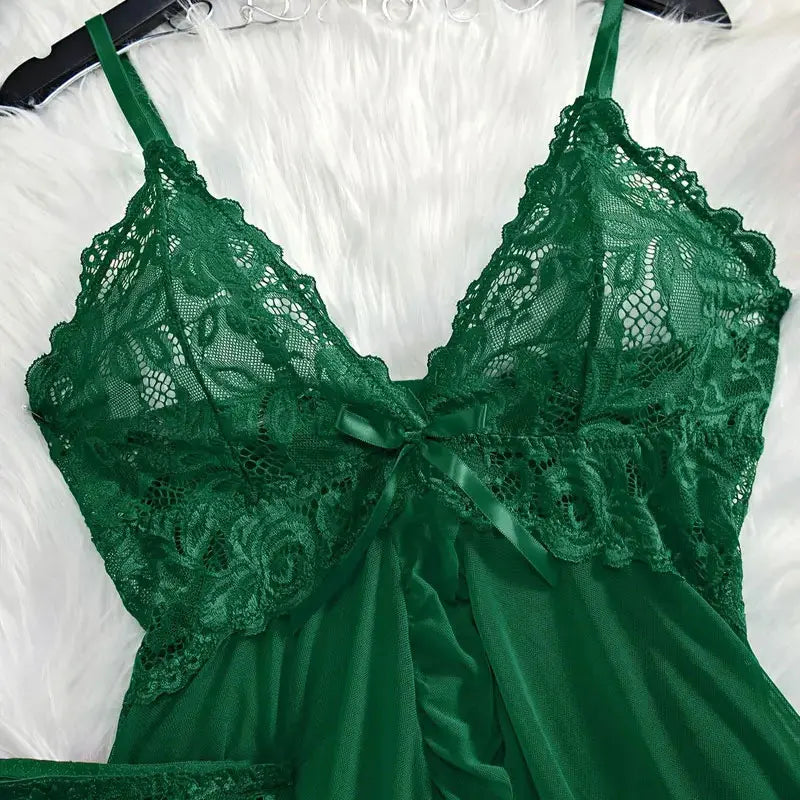 A Set Of Woman Underwear Nightgown Thong Sets Plus Size Suspender Lace Lingerie Sexy Accessories Erotic Bra Nightdress lencería