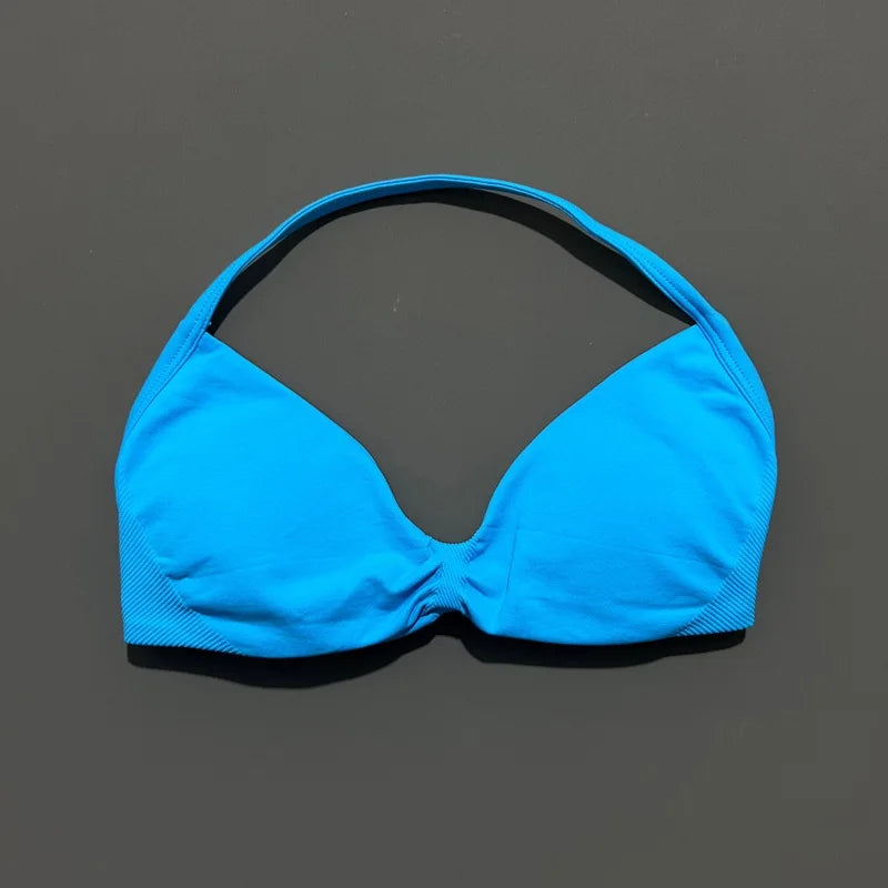 HISTELLO Impact Strappy Bra Women Seamless Gym Underwear High Support Halter Sexy Sports Clothing Push-up Yoga Workout Tank Top
