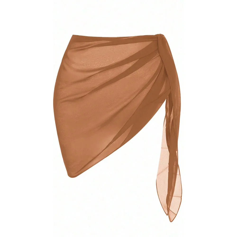 Women Short Sarongs Swimsuit Coverups Beach Bikini Wrap Sheer Short Skirt Chiffon Scarf Cover Ups for Swimwear